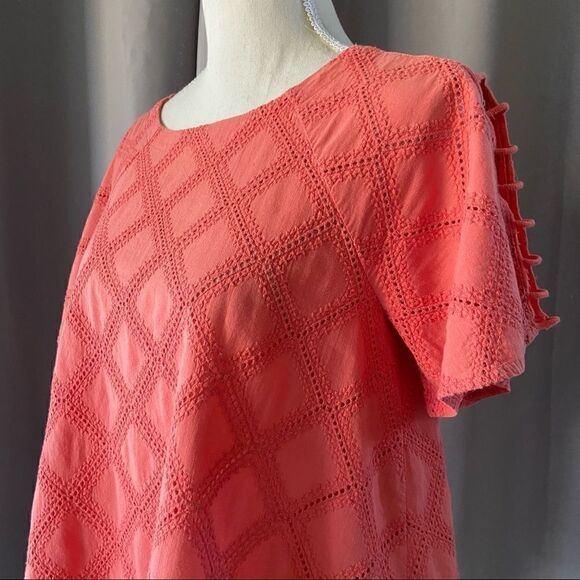 Madewell Coral Lattice Eyelet Swing Top XS - Picture 4 of 9